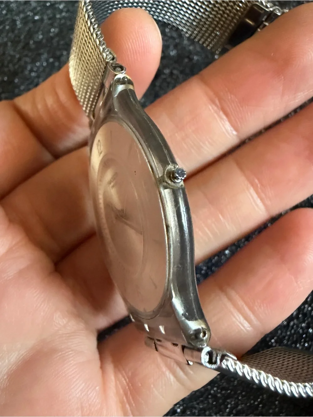 Vintage Swatch Silver Metal Knit Watch